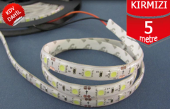 24V  Silikonlu Kırmızı Şerit Led (5 Metre)