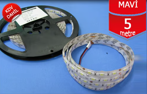 24V  Silikonlu Mavi Şerit Led (5 Metre)