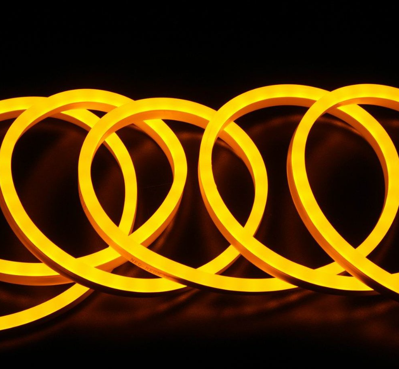 12V 6x12mm Amber (Turuncu) Neon Led 50m Makara (2.5 cm'de Kesilebilir.)