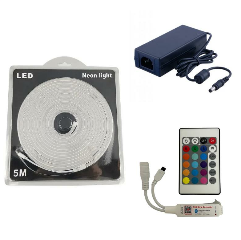 Tuya Destekli Bluetooth Kontrollü 6x12mm RGB Esnek Neon Şerit Led Set 5M