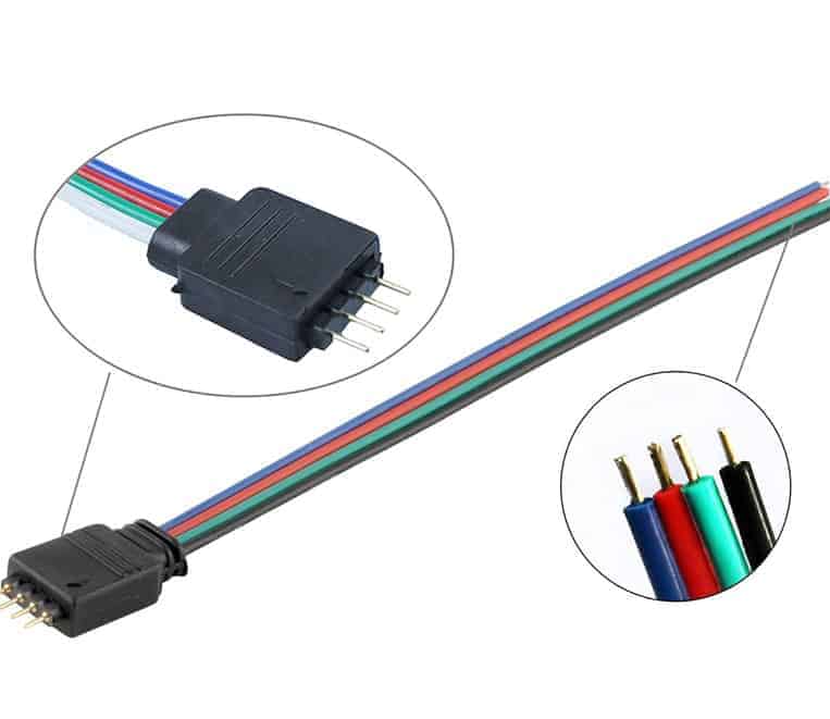 RGB Şerit Led Soketli Kablo 4 Pin Erkek İğneli