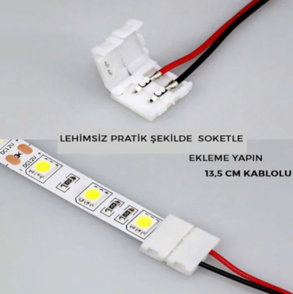 2 Pinli Şerit Led Ekleme Aparatı 8MM 15 Cm Kablo