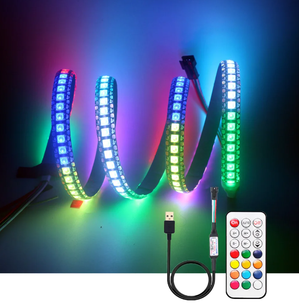 5V WS2812B Adreslenebilir RGB Şerit Led - 144 led - IP30 - (2m - 288 Led)