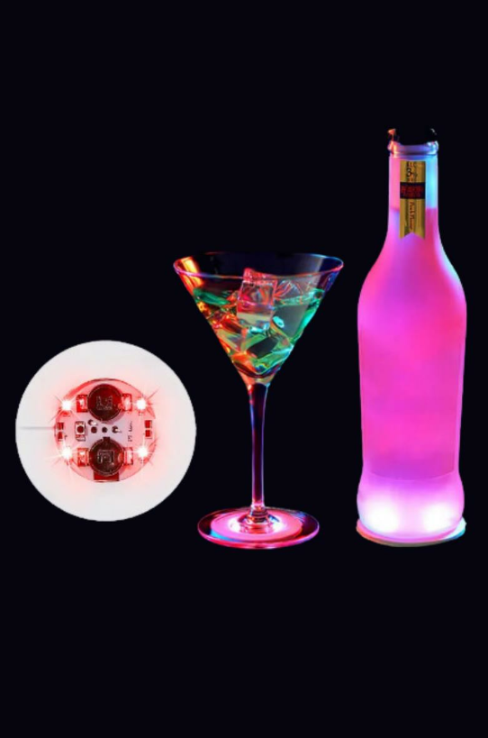 Led Işıklı RGB Bardak Altlığı Düğün Parti Kokteyl Lambası Şişe Vazo Altı Aydınlatma Dekor Lambası