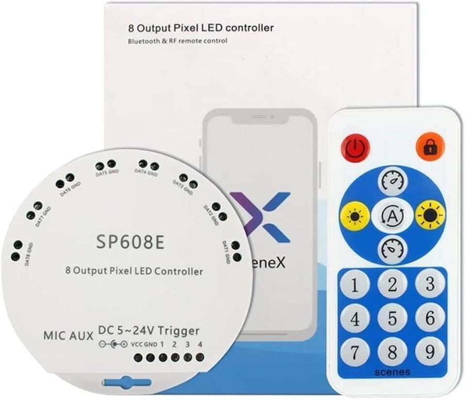SP608E 8 Kanal WS2811-WS2812B Pixel Kontrol Devresi 5-24V