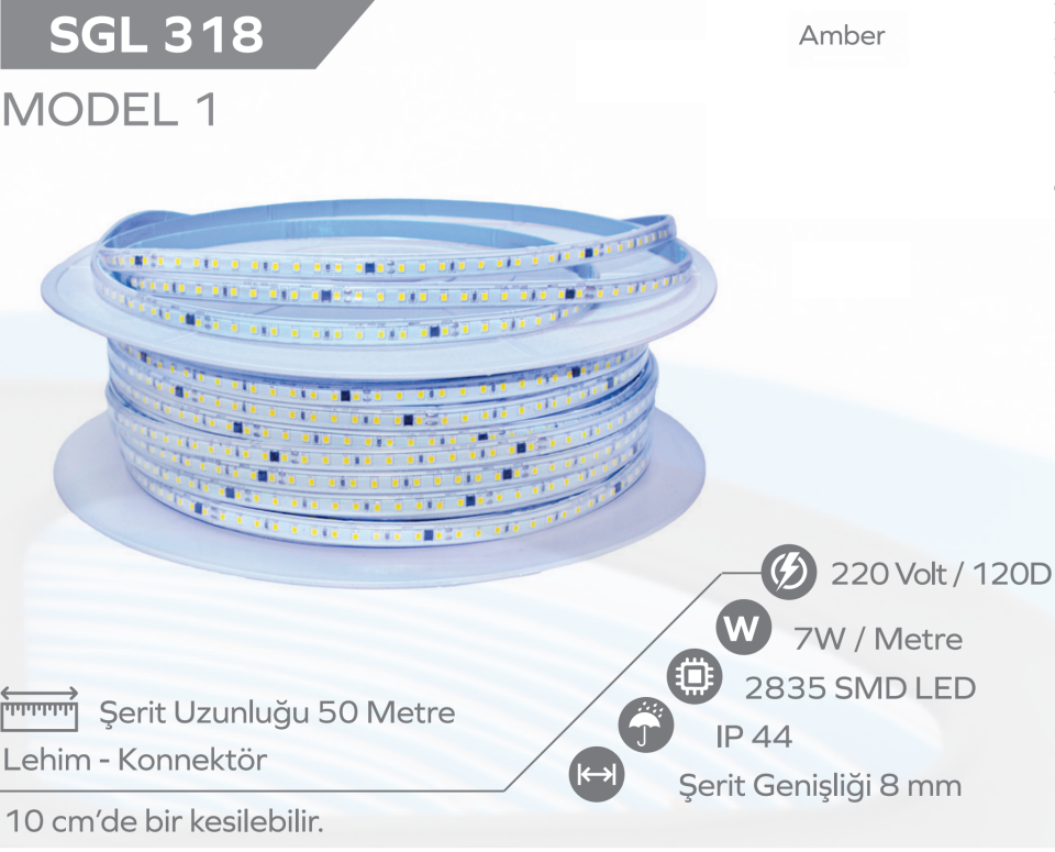 220V Şerit Led Amber Model 1