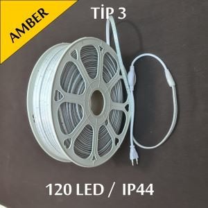 220 Volt Şerit Led IP44 Tip 3 Amber