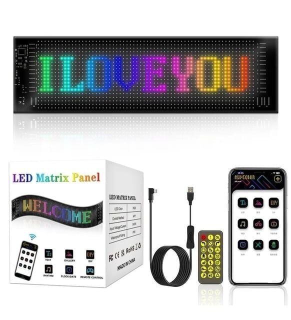 Led Matrix Panel Dijital Ekran Kumandalı App Kontrollü 60x12 CM