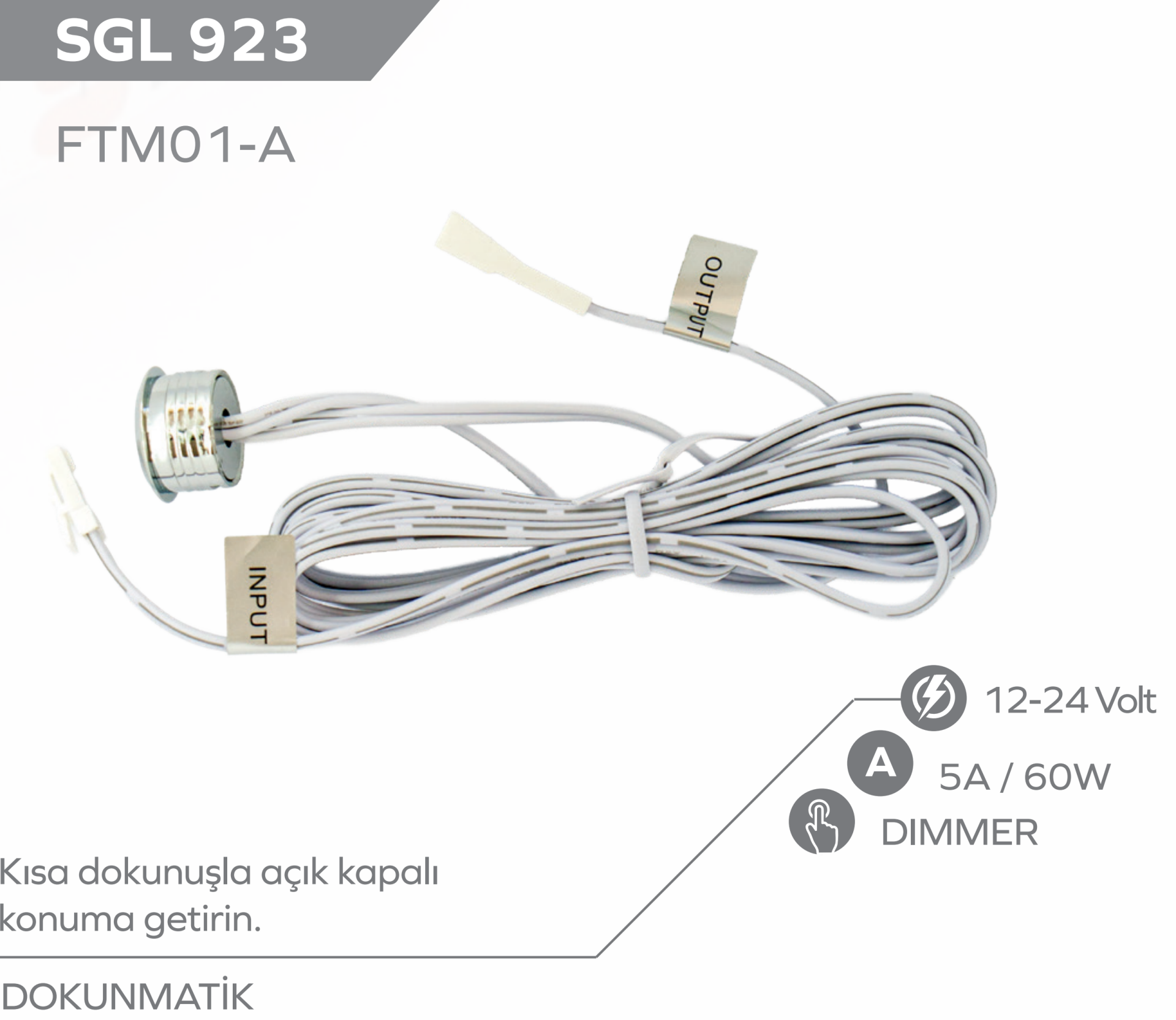 12-24V Dokunmatik (Touch) Dimmer  Işıklı Anahtar