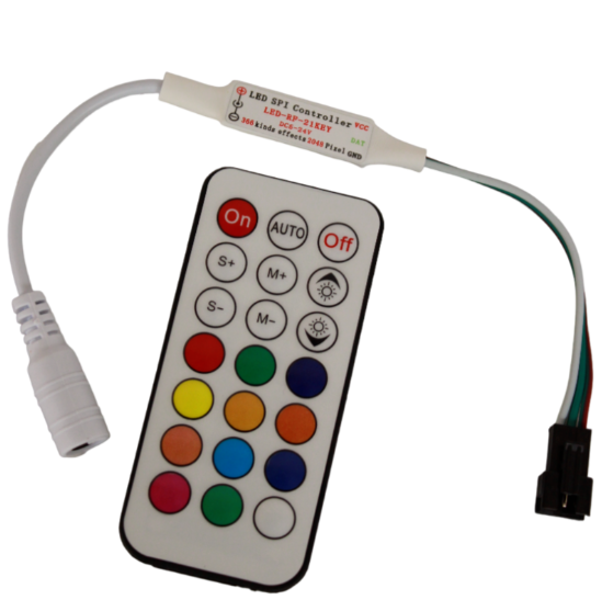 SP104E WS2811-WS2812 ARGB Pixel Led Kontrol Devresi 21 Tuşlu RF Kumanda 5-24V