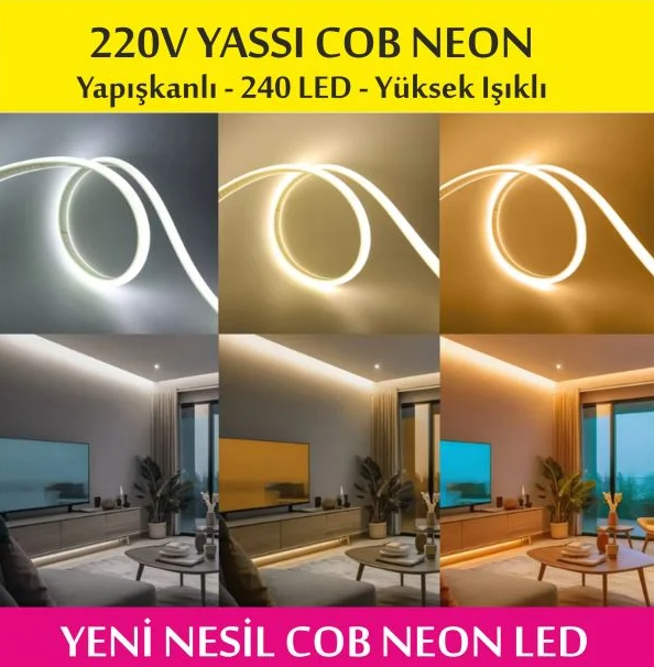 COB YASSI NEON LED 220V - Beyaz