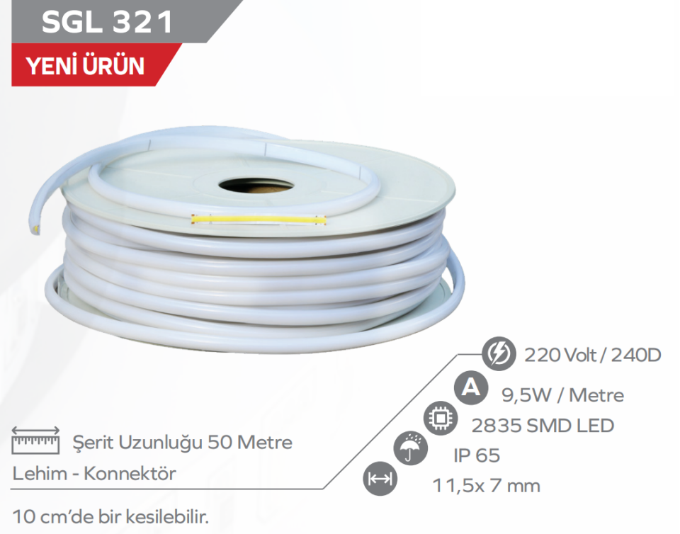 COB YASSI NEON LED 220V - GÜNIŞIĞI