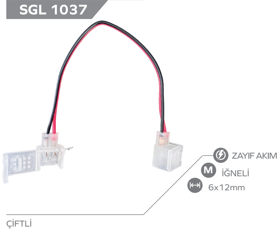 12V 6x12mm Neon Çift Yönlü Soket
