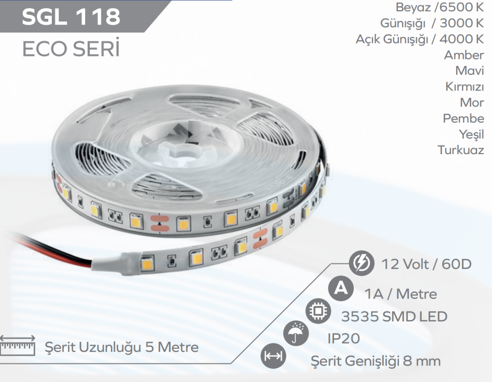 12V 60 Cipli Şerit Led Eko
