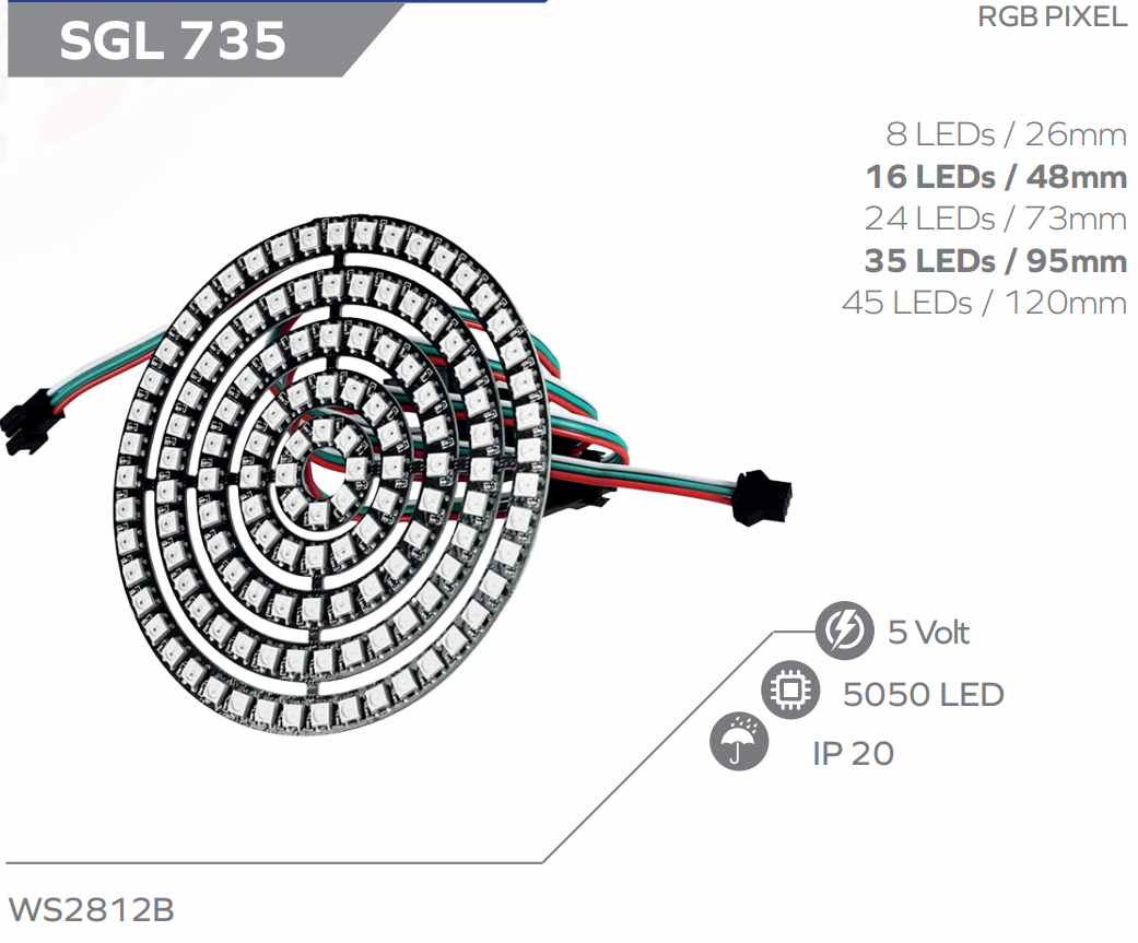 DC 5V Adreslenebilir Pixel LED Çember WS2812 5050 RGB Tam Renkli