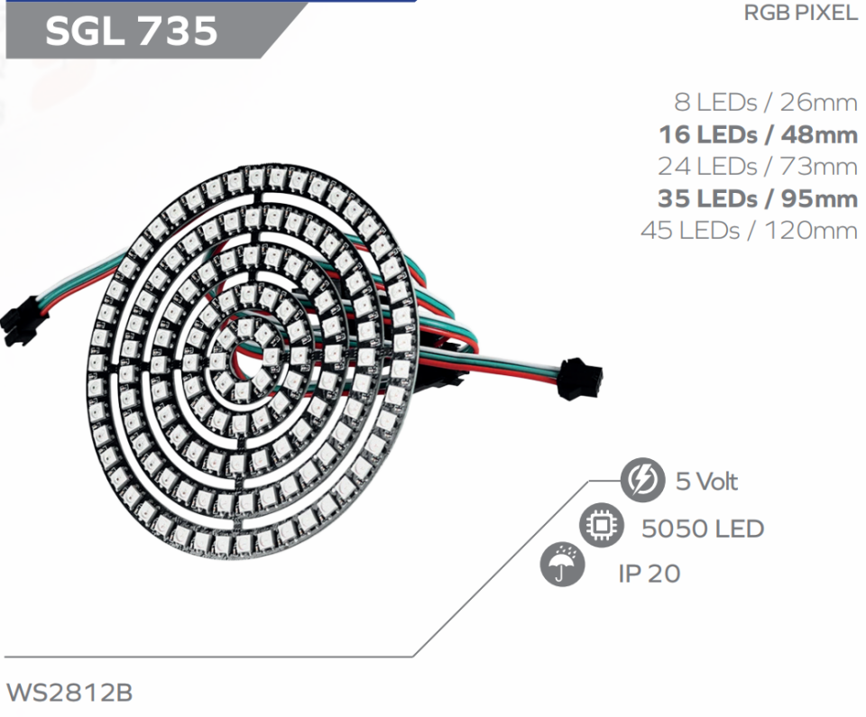 DC 5V Adreslenebilir Pixel LED Çember WS2812 5050 RGB Tam Renkli