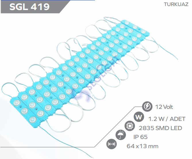 12V 1.2W Modül Led Turkuaz 20 Adet